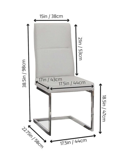 Sunset Trading - Opal Faux Leather Dining Chairs (Set of 2)  - Light Grey/Silver Chrome Legs - CR-G5515-03-2 veiw 2