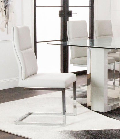 Sunset Trading - Opal Faux Leather Dining Chairs (Set of 2)  - Light Grey/Silver Chrome Legs - CR-G5515-03-2 veiw 3