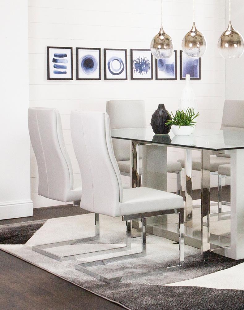 Sunset Trading - Opal Faux Leather Dining Chairs (Set of 2)  - Light Grey/Silver Chrome Legs - CR-G5515-03-2 veiw 4