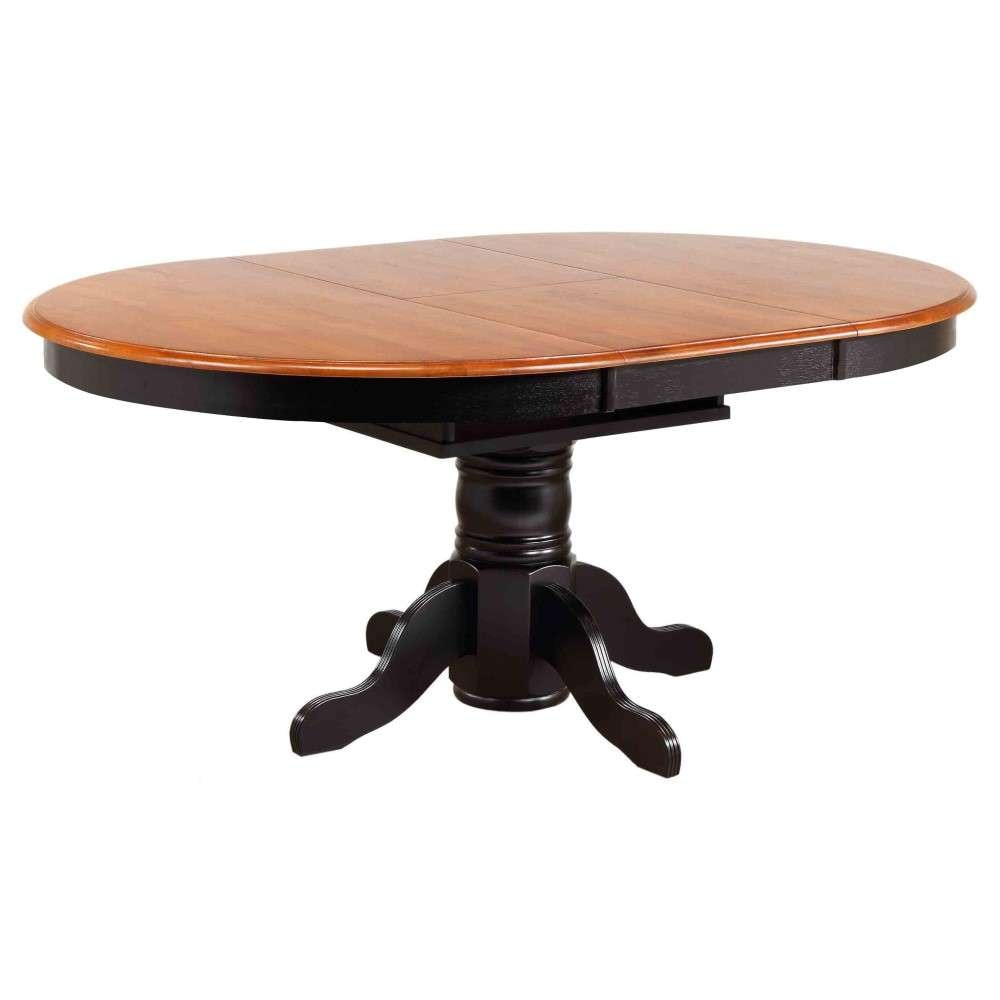Sunset Trading - Pedestal Dining Table in Antique Black Base with Cherry Finish Butterfly Top - DLU-TBX4266-BCH veiw 1