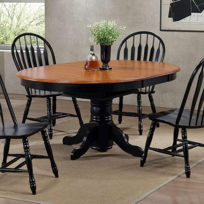 Sunset Trading - Pedestal Dining Table in Antique Black Base with Cherry Finish Butterfly Top - DLU-TBX4266-BCH veiw 4