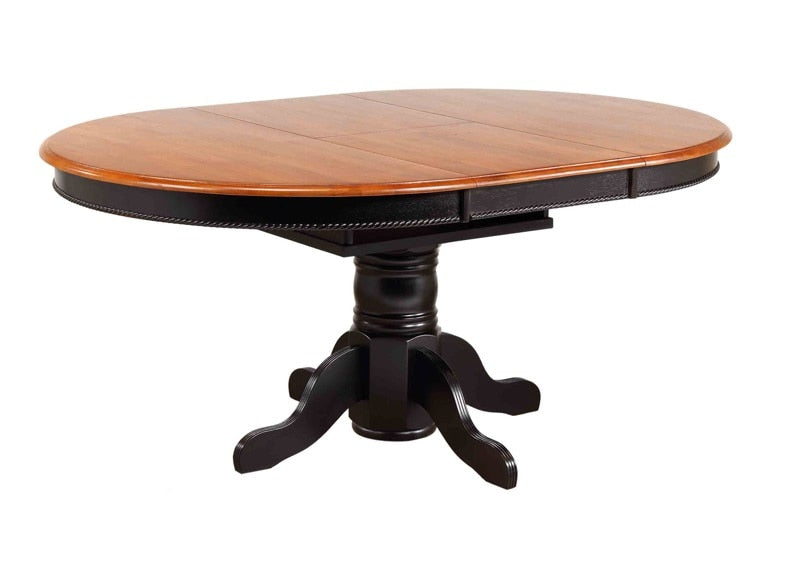 Sunset Trading - Pedestal Dining Table in Antique Black with Cherry Finish Butterfly Top - DLU-TBX4866-BCH veiw 1