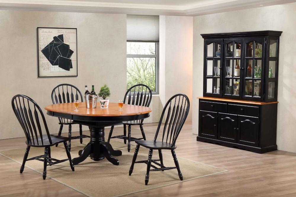 Sunset Trading - Pedestal Dining Table in Antique Black with Cherry Finish Butterfly Top - DLU-TBX4866-BCH veiw 2