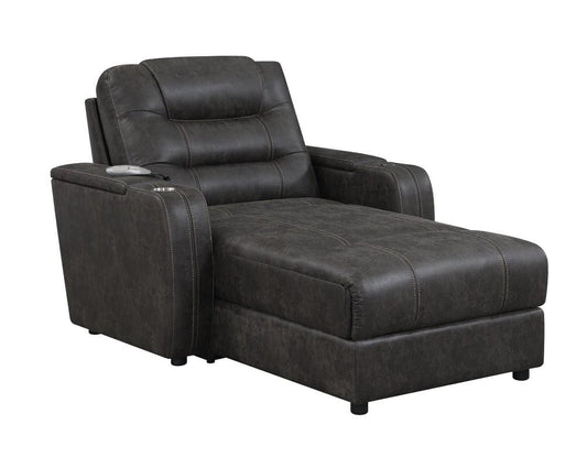 Sunset Trading - Power Reclining Chaise Lounge Chair with Arms - Phone Charger - Cupholder - Storage - Gray - SU-K1128045LS veiw 1