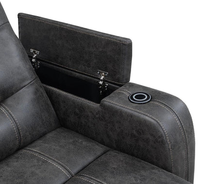 Sunset Trading - Power Reclining Chaise Lounge Chair with Arms - Phone Charger - Cupholder - Storage - Gray - SU-K1128045LS veiw 2