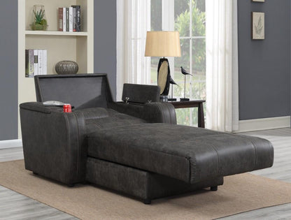 Sunset Trading - Power Reclining Chaise Lounge Chair with Arms - Phone Charger - Cupholder - Storage - Gray - SU-K1128045LS veiw 5