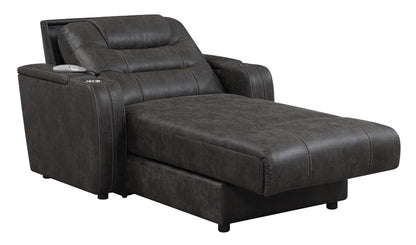 Sunset Trading - Power Reclining Chaise Lounge Chair with Arms - Phone Charger - Cupholder - Storage - Gray - SU-K1128045LS veiw 6
