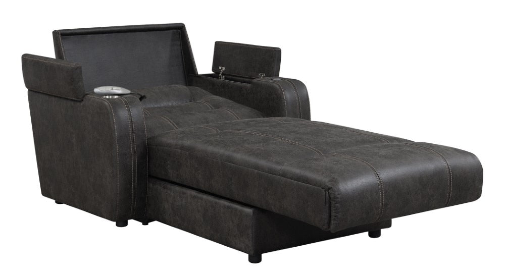 Sunset Trading - Power Reclining Chaise Lounge Chair with Arms - Phone Charger - Cupholder - Storage - Gray - SU-K1128045LS veiw 7