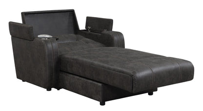 Sunset Trading - Power Reclining Chaise Lounge Chair with Arms - Phone Charger - Cupholder - Storage - Gray - SU-K1128045LS veiw 7