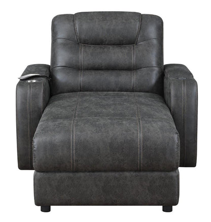 Sunset Trading - Power Reclining Chaise Lounge Chair with Arms - Phone Charger - Cupholder - Storage - Gray - SU-K1128045LS veiw 8