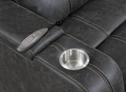 Sunset Trading - Power Reclining Chaise Lounge Chair with Arms - Phone Charger - Cupholder - Storage - Gray - SU-K1128045LS veiw 9