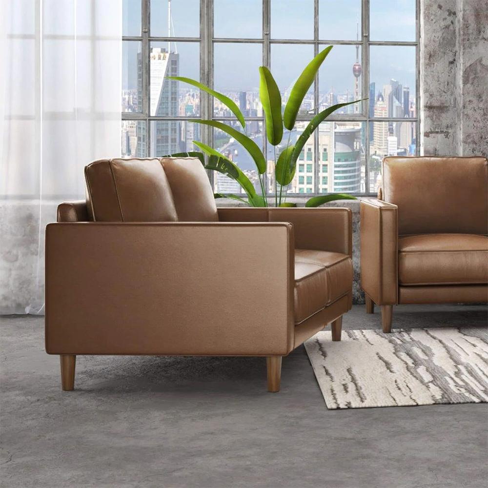 Sunset Trading - Prelude 55in Wide Top Grain Leather Loveseat  - Chestnut Brown - SU-PR15070-86-200E veiw 5