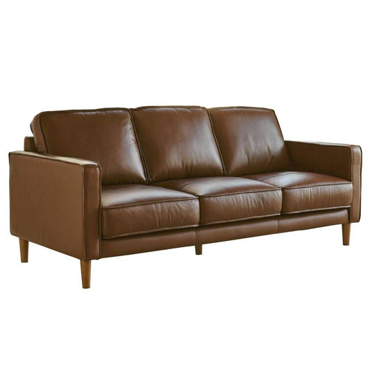 Sunset Trading - Prelude 79in Wide Top Grain Leather Sofa Chestnut Brown Mid Century Modern 3 Seater Couch - SU-PR15070-86-300E veiw 1