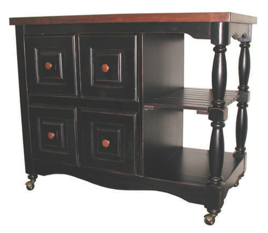 Sunset Trading - Regal Kitchen Cart in Antique Black with Cherry Accents - DCY-CRT-03-BCH veiw 1