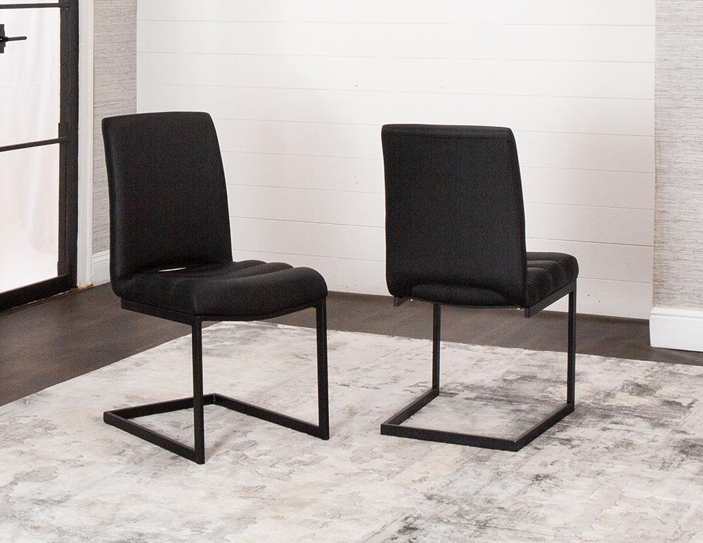 Sunset Trading - Rhea Black Faux Leather Dining Chairs (Set of 2) - Black/Matte Black Legs - CR-G5628-01-2 veiw 1