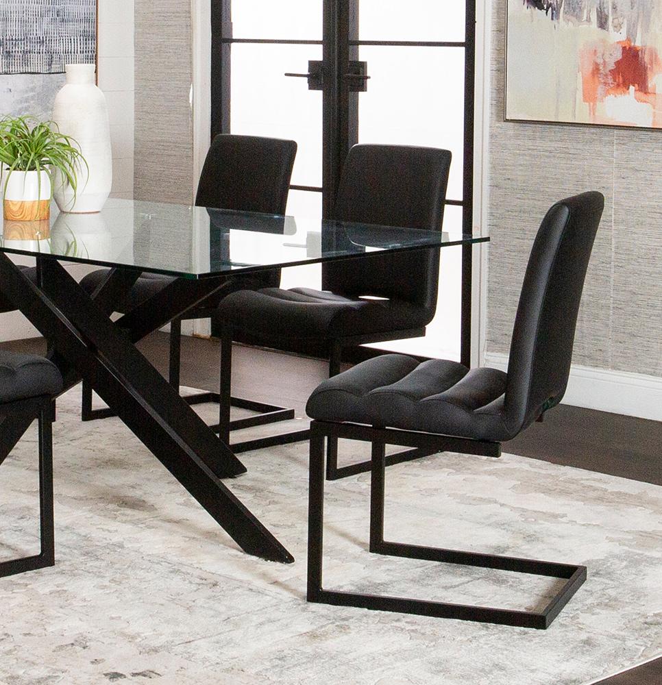 Sunset Trading - Rhea Black Faux Leather Dining Chairs (Set of 2) - Black/Matte Black Legs - CR-G5628-01-2 veiw 4
