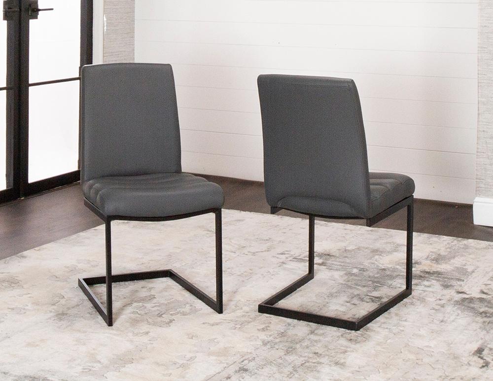 Sunset Trading - Rhea Charcoal Gray Faux Leather Dining Chairs (Set of 2) - Black/Matte Black Legs - CR-G5628-05-2 veiw 1