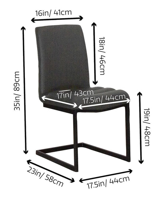 Sunset Trading - Rhea Charcoal Gray Faux Leather Dining Chairs (Set of 2) - Black/Matte Black Legs - CR-G5628-05-2 veiw 2