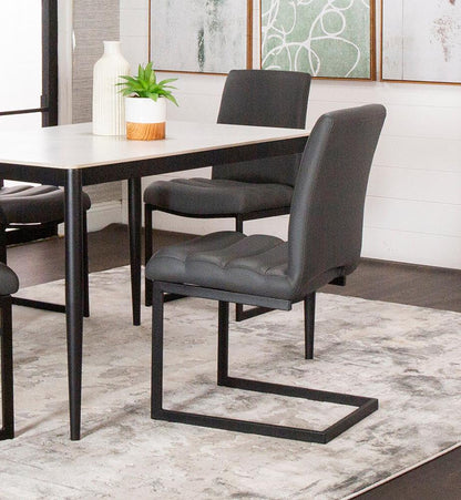 Sunset Trading - Rhea Charcoal Gray Faux Leather Dining Chairs (Set of 2) - Black/Matte Black Legs - CR-G5628-05-2 veiw 4