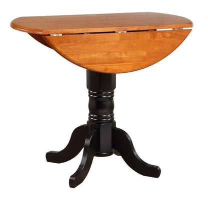 Sunset Trading - Round Drop Leaf Dining Table in Antique Black with Cherry Finish Top - DLU-TPD4242-BCH veiw 1