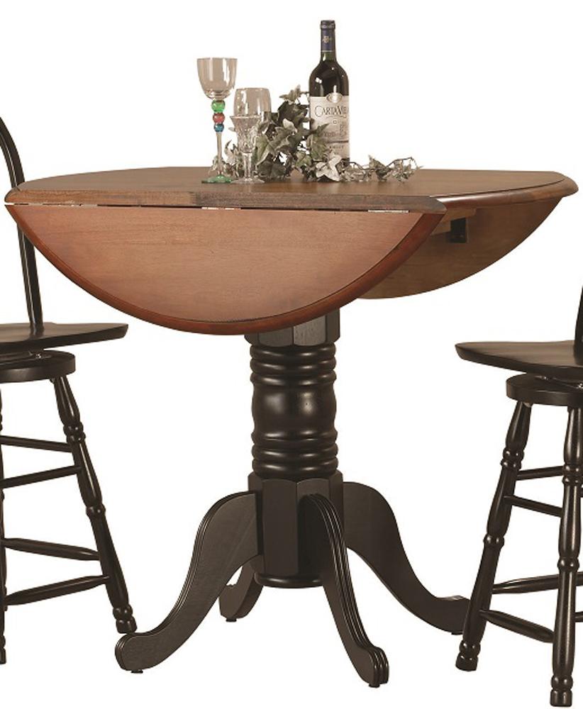 Sunset Trading - Round Drop Leaf Pub Table in Antique Black with Cherry Finish Top - DLU-TPD4242CB-BCH veiw 1