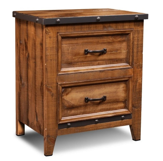 Sunset Trading - Rustic City 2 Drawer Nightstand Industrial Metal Accents - HH-4365-350_CLOSEOUT veiw 1