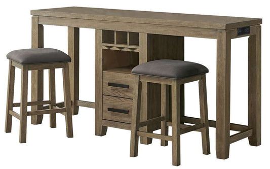 Sunset Trading -  Saunders 3PC Console Bar Table & Stool Set with Charging Station  - ED-D18620TCB-3P veiw 1