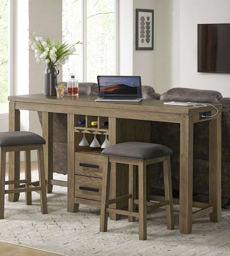 Sunset Trading -  Saunders 71in Narrow Bar Console Sofa Table with Charging Station  - ED-D18620TCB veiw 4