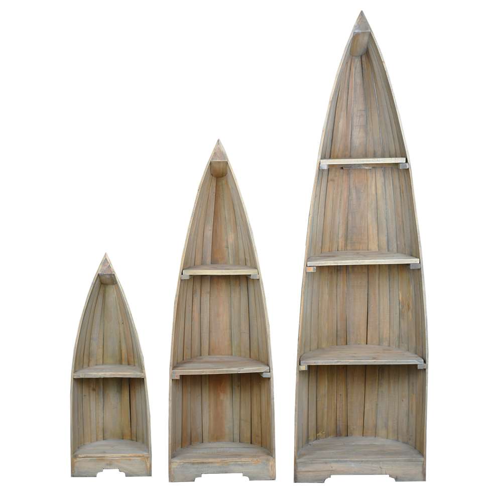 Sunset Trading -  Shabby Chic Cottage  3 Piece Boat Shaped Freestanding Shelves Driftwood Brown - CC-CAB1920S-DW veiw 1