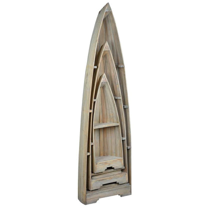 Sunset Trading -  Shabby Chic Cottage  3 Piece Boat Shaped Freestanding Shelves Driftwood Brown - CC-CAB1920S-DW veiw 2