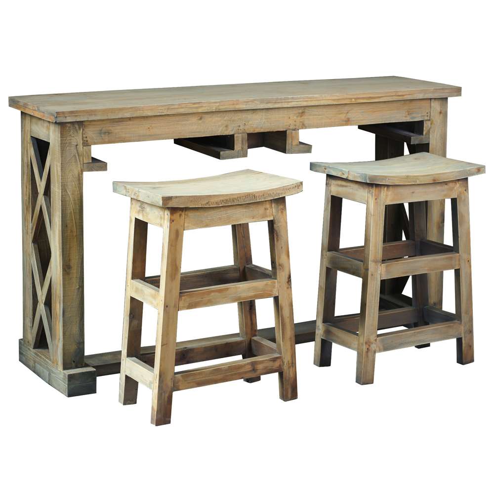 Sunset Trading -  Shabby Chic Cottage  60in Rectangular Narrow Counter Height 3 Piece Dining Table Set with Backless Barstools  - CC-TAB246S-DW veiw 1
