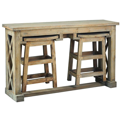 Sunset Trading -  Shabby Chic Cottage  60in Rectangular Narrow Counter Height 3 Piece Dining Table Set with Backless Barstools  - CC-TAB246S-DW veiw 3