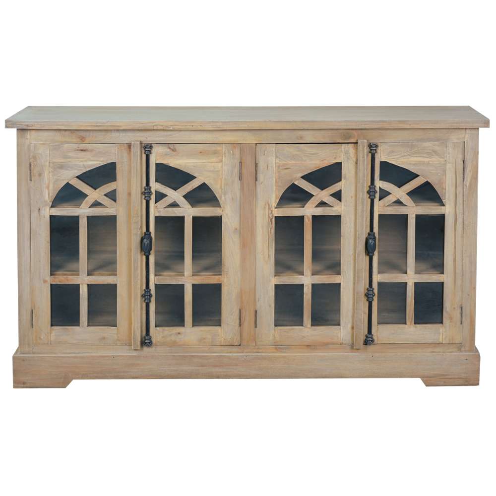 Sunset Trading -  Shabby Chic Cottage  63in Arched Glass Door Credenza  - CC-CAB1706S-DW veiw 1