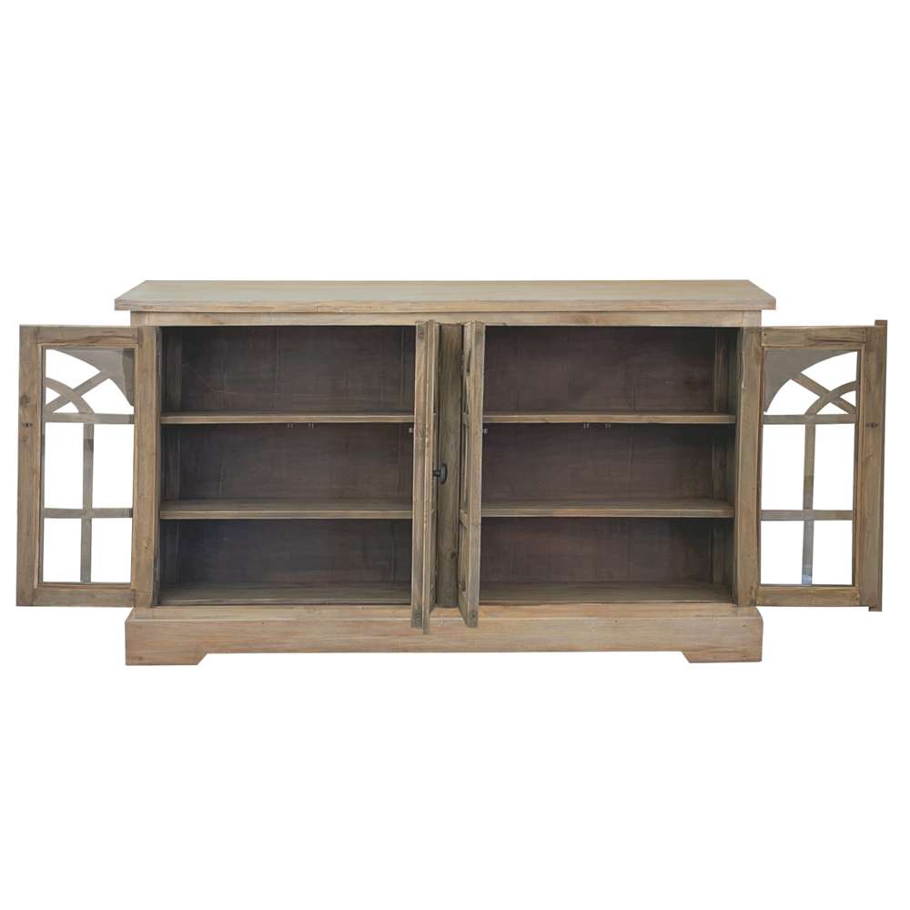 Sunset Trading -  Shabby Chic Cottage  63in Arched Glass Door Credenza  - CC-CAB1706S-DW veiw 2