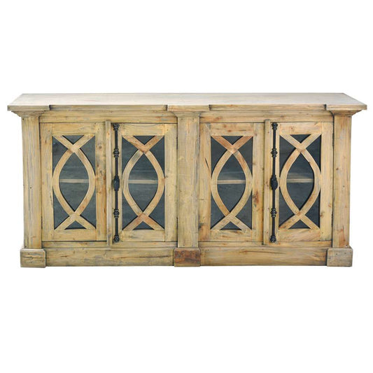 Sunset Trading -  Shabby Chic Cottage  71in Curved Glass Door Sideboard  - CC-CAB1705S-DW veiw 1