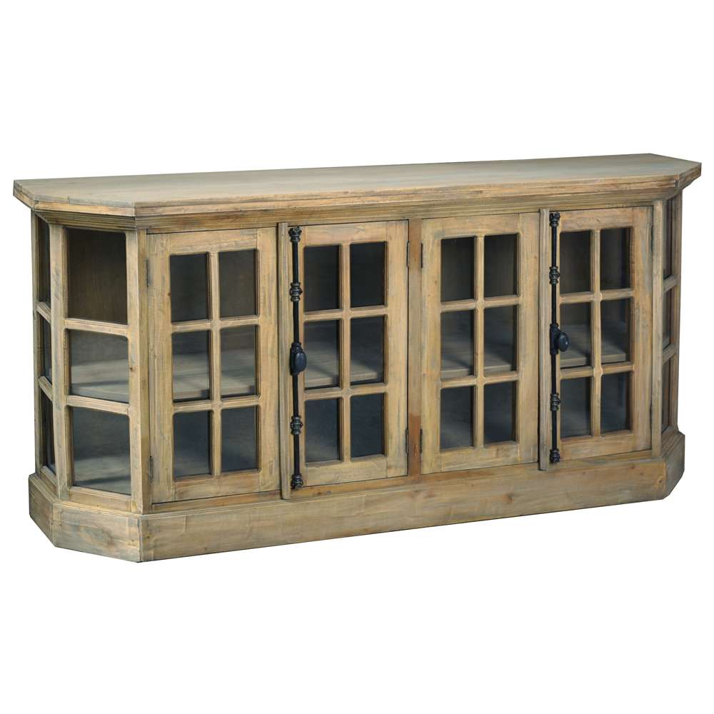 Sunset Trading -  Shabby Chic Cottage  77in Window Pane Glass Door Display Credenza  - CC-CAB924S-DW veiw 1