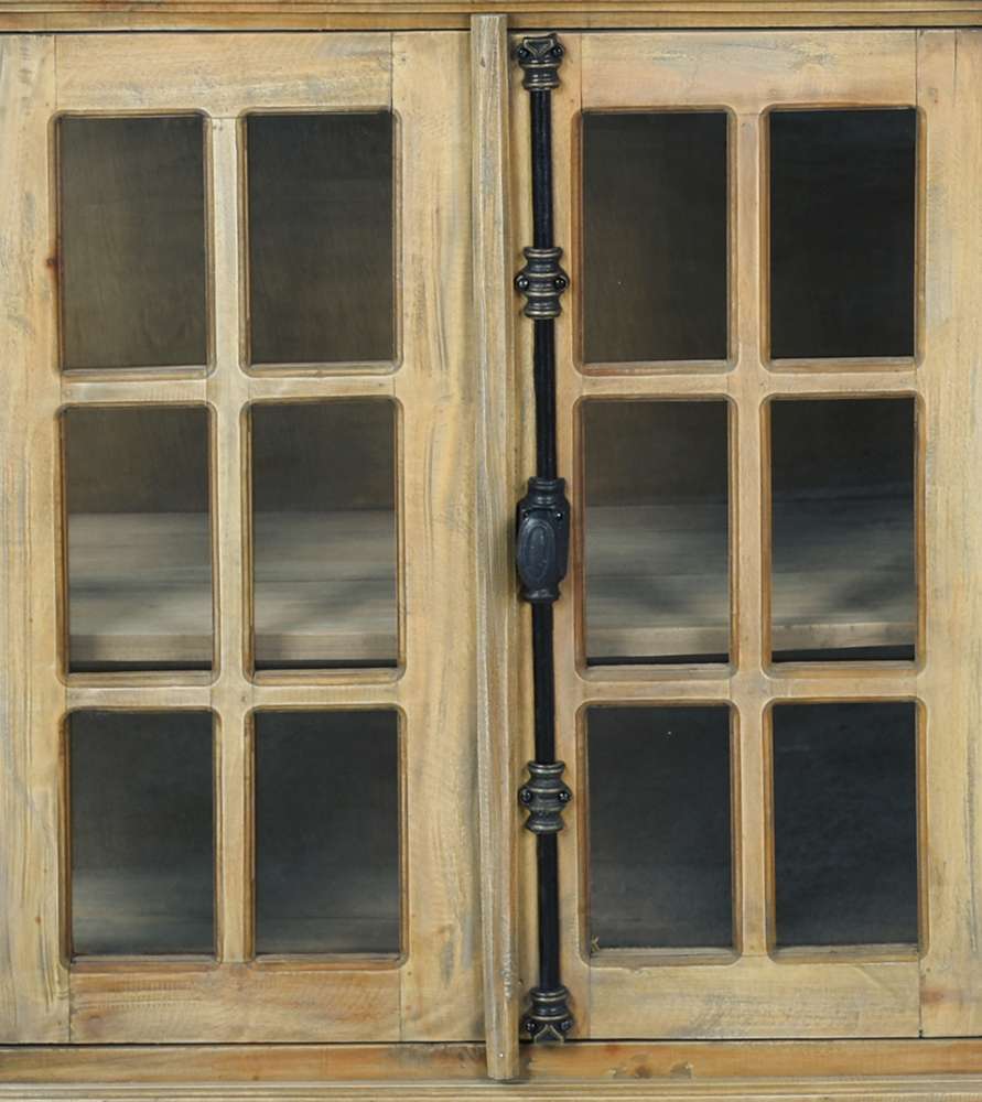 Sunset Trading -  Shabby Chic Cottage  77in Window Pane Glass Door Display Credenza  - CC-CAB924S-DW veiw 7