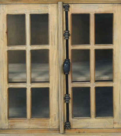 Sunset Trading -  Shabby Chic Cottage  77in Window Pane Glass Door Display Credenza  - CC-CAB924S-DW veiw 7