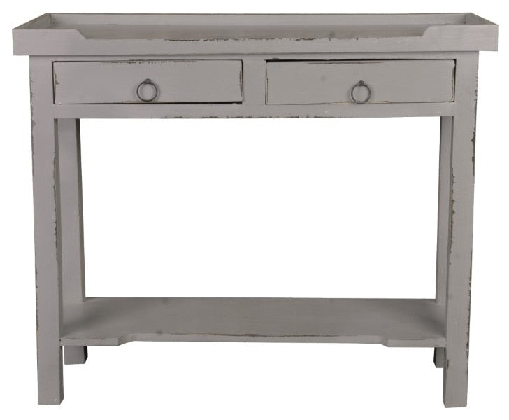 Sunset Trading - Shabby Chic Cottage Console Table 2 Drawers Shelf Antique Gray - CC-TAB2284LD-AG veiw 1