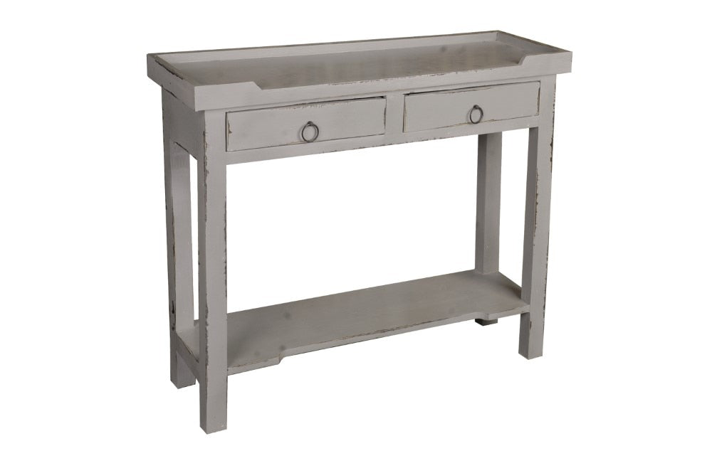 Sunset Trading - Shabby Chic Cottage Console Table 2 Drawers Shelf Antique Gray - CC-TAB2284LD-AG veiw 2