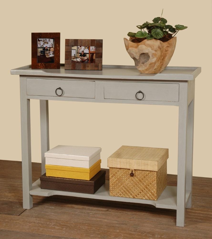 Sunset Trading - Shabby Chic Cottage Console Table 2 Drawers Shelf Antique Gray - CC-TAB2284LD-AG veiw 4