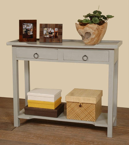 Sunset Trading - Shabby Chic Cottage Console Table 2 Drawers Shelf Antique Gray - CC-TAB2284LD-AG veiw 4