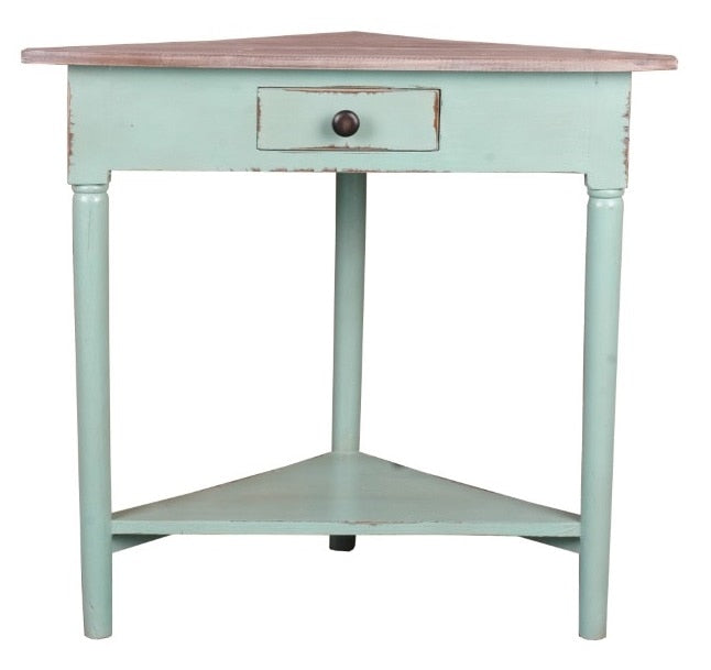 Sunset Trading - Shabby Chic Cottage Corner Table Distressed Beach Blue Raftwood - CC-TAB179TLD-BBRW veiw 1