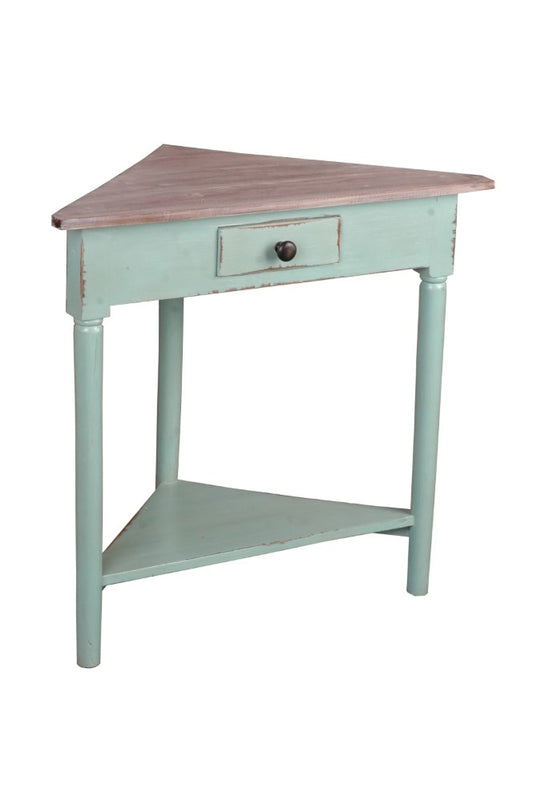Sunset Trading - Shabby Chic Cottage Corner Table Distressed Beach Blue Raftwood - CC-TAB179TLD-BBRW veiw 2