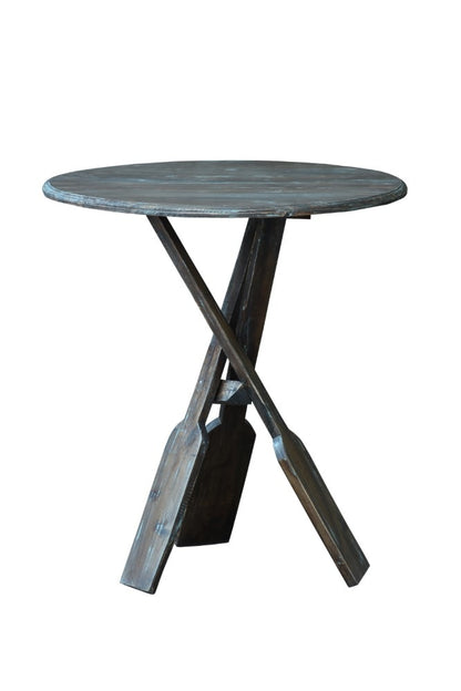 Sunset Trading - Shabby Chic Cottage Round Boat Oar Accent Table Distressed Brown And Blue - CC-TAB813LD-BBR veiw 3