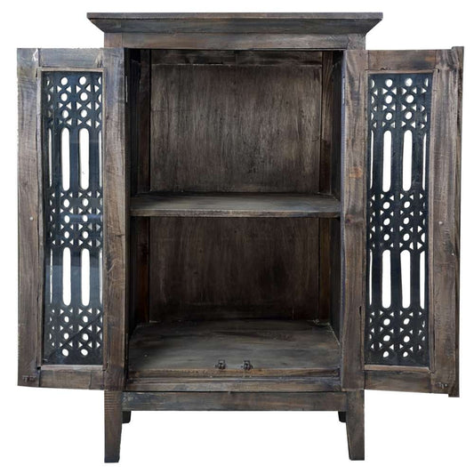 Sunset Trading -  Shabby Chic Cottage  Solid Wood Deco Carved Hall Cabinet  - CC-CAB1195TLD-BWRW veiw 2