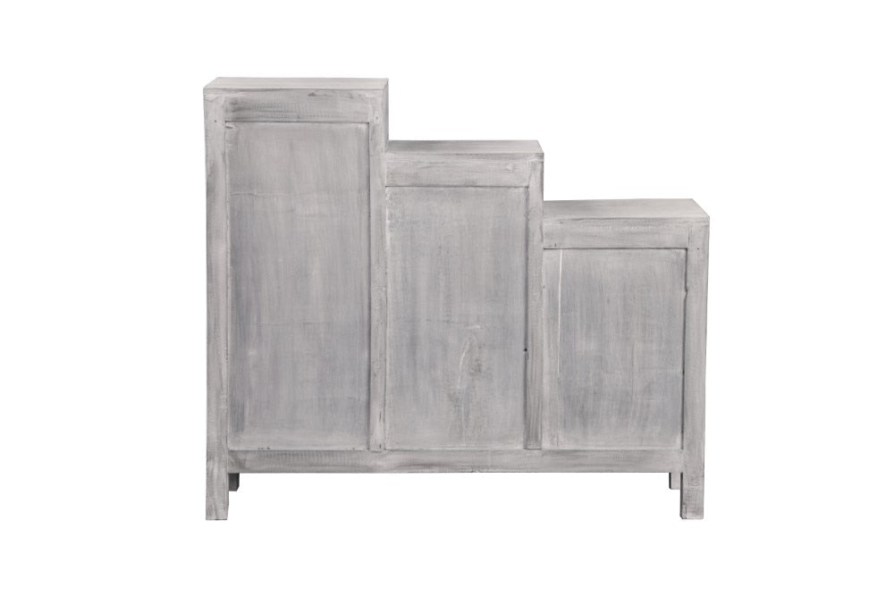 Sunset Trading - Shabby Chic Cottage Three Tiered Shutter Cabinet Distressed Light Gray - CC-CAB1181LD-SW veiw 4