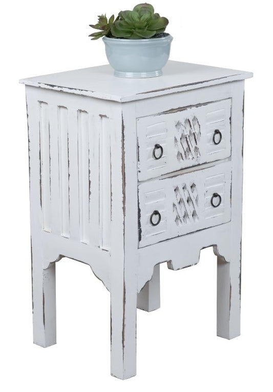 Sunset Trading - Shabby Chic Cottage Whitewashed End Table - CC-TAB098LD-WW veiw 1