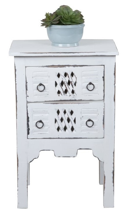 Sunset Trading - Shabby Chic Cottage Whitewashed End Table - CC-TAB098LD-WW veiw 2