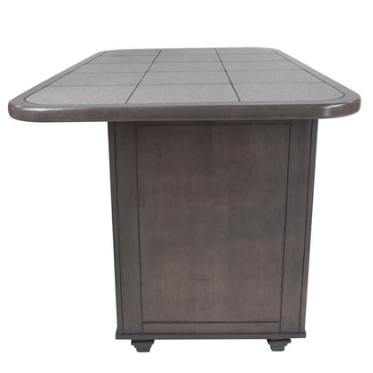 Sunset Trading - Shades of Gray 3 Piece Kitchen Island Set  - Weathered Gray with Graystone Tile Top - CY-KIT2-B200-AG3P veiw 2